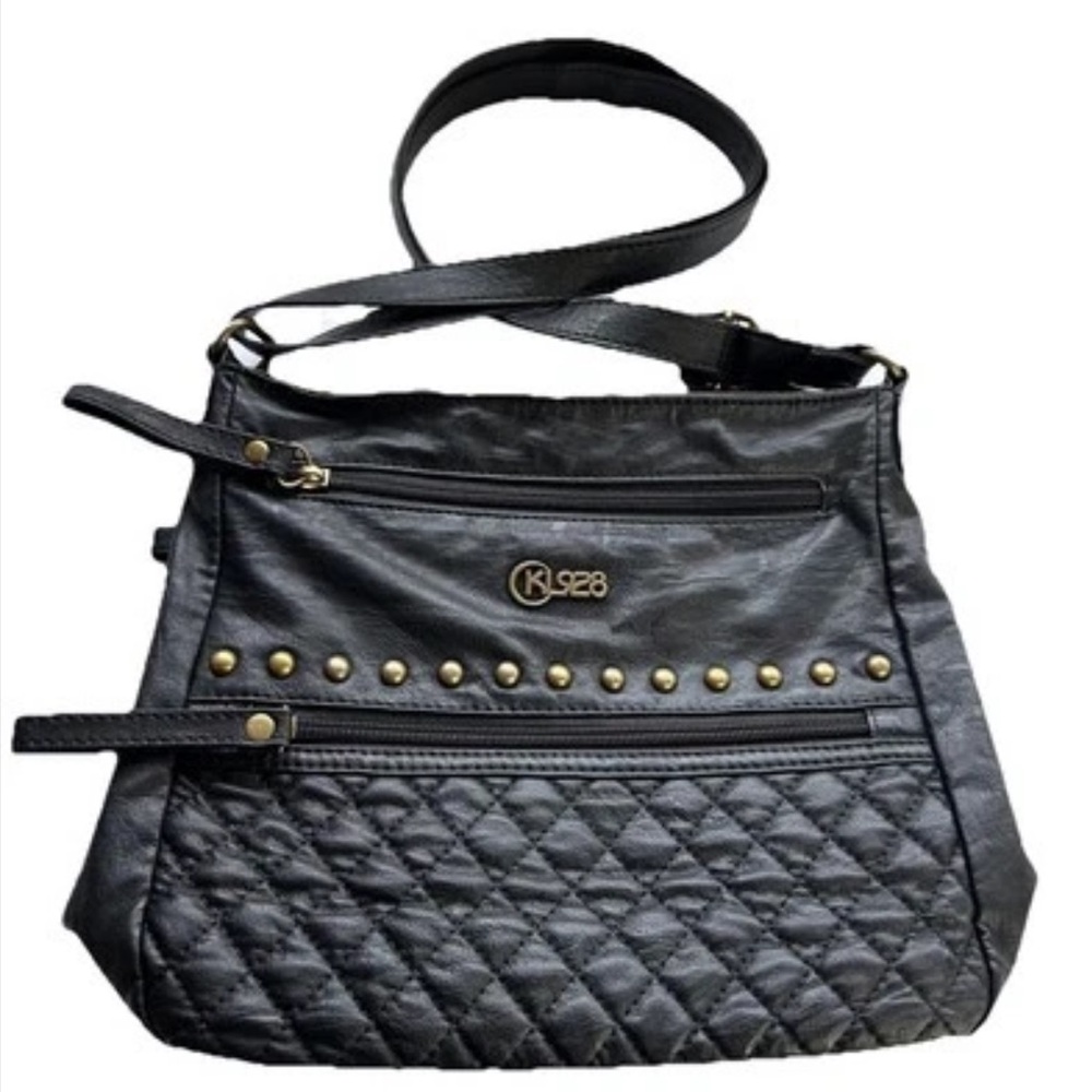 Black Quilted Faux Leather Women's Bag